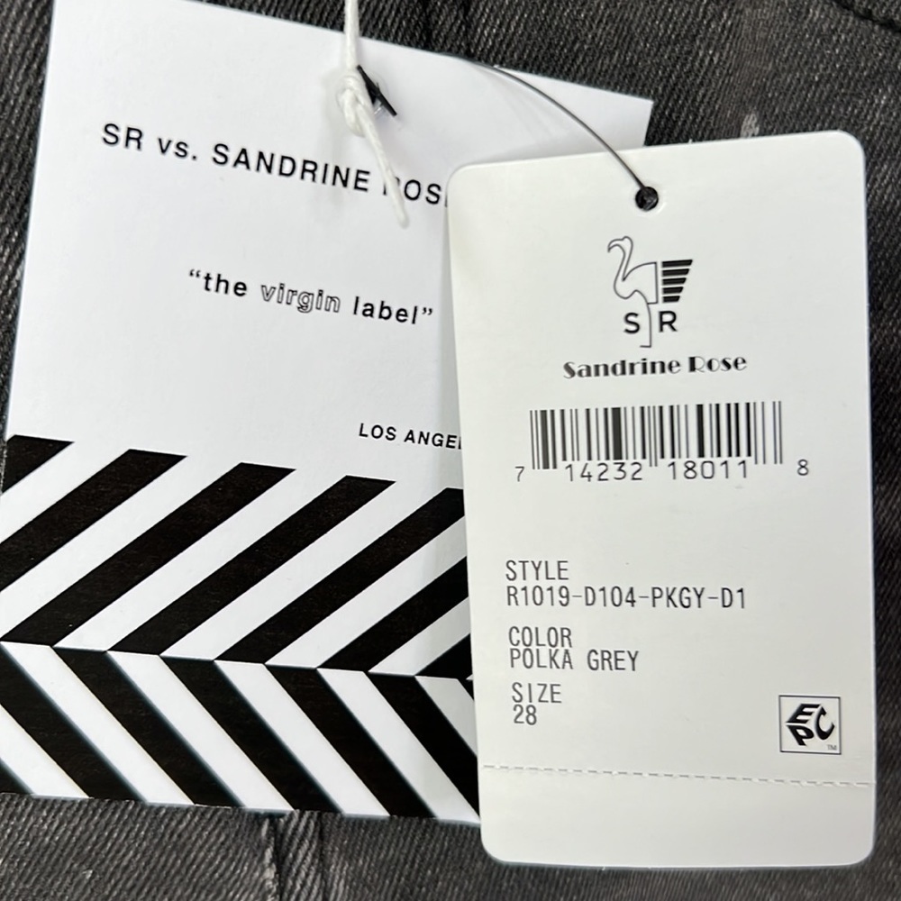 Free People x Sandrine Rose Black Gray Polka Dot Skinny Jeans Size 28 - Picture 12 of 14